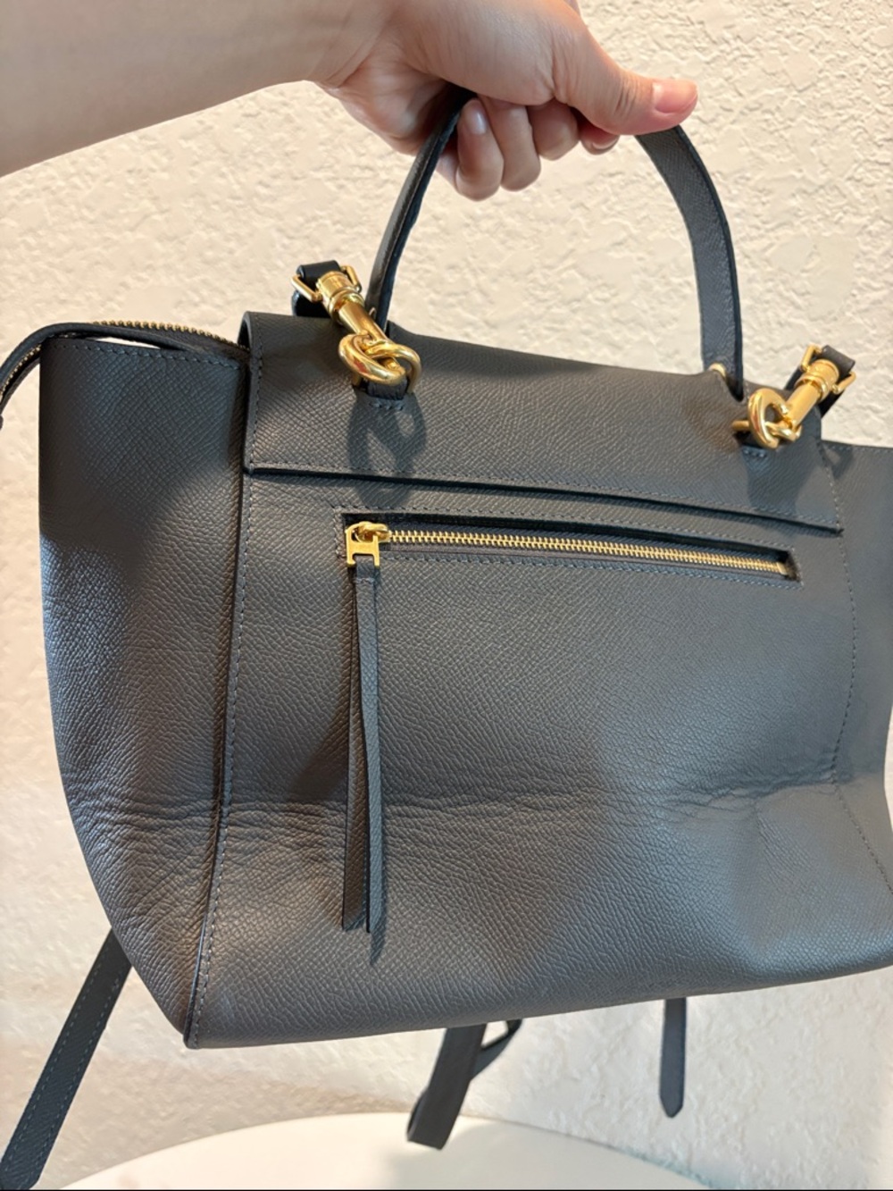 Celine Mini Belt Gray Leather Satchel with Top Handle - Picture 3 of 15